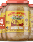 Manischewitz Premium Gold Gefilte Fish with Carrots 24oz 4 Pack  Kosher for Passover  No Added MSG  Protein Rich