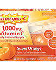 Emergen-C 1000mg Vitamin C Powder for Daily Immune Support Caffeine Free Vitamin C Supplements with Zinc and Manganese, B Vitamins and Electrolytes, Super Orange Flavor - 30 Count