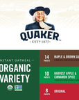 QUAKER Instant Oatmeal, USDA Organic, Non-GMO Project Verified, 3 Flavor Variety Pack, Individual Packets, 32 Count (Pack of 1)