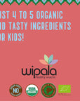 Wipala KIDS Organic Fruit Bars, Strawberry and Spinach, Vegan, Non-GMO, Healthy Snack (12 Pack)