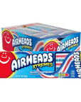 Airheads Candy Xtremes Belts Bluest Raspberry Flavor Sweetly Sour Non Melting Movie Theater 3oz Packs Box of 12 Packs