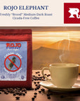 Rojo Elephant CicadaFree Handcrafted Ground Coffee Made From 100 Arabica Beans Premium MediumDark Roast Smooth Rich Flavor 11 0z Pack