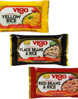 Vigo Authentic Rice Variety Pack Low Fat 8oz Pack of 3 Saffron Yellow Rice Red Beans  Rice and Black Beans  Rice