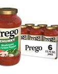 Prego Chunky Mushroom and Green Pepper Pasta Sauce 2375 Oz Jar Case of 6