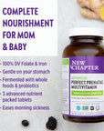 New Chapter Advanced Perfect Prenatal Vitamins, 192ct, Made with Organic, Non-GMO Ingredients for Healthy Baby & Mom - Folate (Methylfolate), Whole-Food Fermented Iron, Vitamin D3 + Ginger