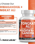 Clean Nutraceuticals Tongkat Ali 300,000mg and Ashwagandha 100,000mg Supplement Capsules - 120 Count - Support Your Natural Health, Mood, and Stress Relief - Premium Blend Made in The USA