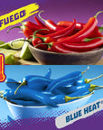 Takis Fuego (20) and Blue Heat (20) Rolled Spicy Tortilla Chips, Hot Chili Pepper Lime and Hot Chili Pepper Flavored Chips Variety Pack, 40 Individual Bags, 1 Ounce Each