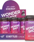 Wonder Shot Organic Beet and Cherry Shots for Quick Energy Boost 2oz 12 Pack Easy to Drink Beet Juice for High Blood Pressure