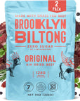 Brooklyn Biltong  Air Dried Grass Fed Beef Snack South African Beef Jerky  Whole30 Approved Paleo Keto Gluten Free Sugar Free Made in USA  16 oz Bag Original