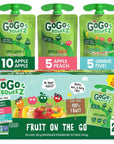 GoGo squeeZ Fruit on the Go Variety Pack, Apple, Peach & Gimme Five!, 3.2 oz (Pack of 20), Unsweetened Fruit Snacks for Kids, Gluten Free, Nut Free and Dairy Free, Recloseable Cap, BPA Free Pouches