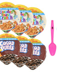 General Mills Cinnamon Toast Crunch and Cocoa Puffs Pack of 6 Cereal Bowl Variety Pack 25 Less Sugar 3 of each 2 oz Cup with 2 By The Cup Mood Spoons