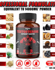 agobi Testosterone Supplement for Men - 11 Potent Herbs Equivalent to 14000mg - Ashwagandha, Tribulus, Ginseng & More - 60 Capsules for 1 Month