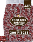 Root Beer Barrels  4 Pounds  Root Beer Hard Candy  Old Fashion Candy  Brown Hard Candy  Individually Wrapped Bulk Candies  Candy Drops