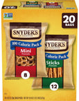 Snyders of Hanover Pretzels Minis and Sticks 100 Calorie Packs 20 Ct Variety Pack