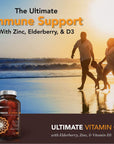 OmniBiotics Ultimate Vitamin C 2000 mg with Full Servings of Zinc, Elderberry, & Vitamin D3 - Advanced Immune Support & Antioxidant Supplement - 120 Vegan Tablets