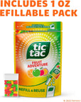 Tic Tac Resealable Refill Bag Bulk 172 Oz Fruit Adventure Mints OnTheGo Refreshment Includes Empty Refillable Pack