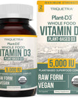 Organic Vitamin D3 5,000 IU - 100% Whole Food & Plant-Based Cholecalciferol Form, 100% Vegan Vitamin D - Enhanced with Prebiotic & Superfood Complex - Organic, Vegan, GMO & Gluten Free (60 Capsules)