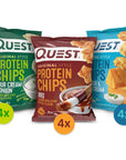 Quest Nutrition Protein Chips Variety Pack, (BBQ, Cheddar & Sour Cream, Sour Cream & Onion), High Protein, Low Carb, 1.1 Ounce (Pack of 12)