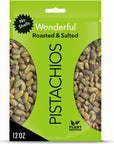 Wonderful Pistachios, No Shells, Roasted and Salted Nuts, 12 Ounce Resealable Bag, Good Source of Protein, Gluten Free, On-the Go-Snack