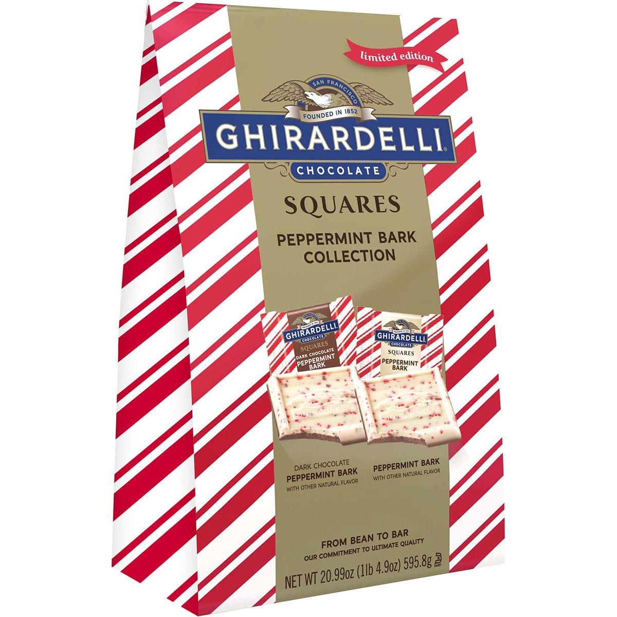 GHIRARDELLI Chocolate Squares, Peppermint Bark Assorted Chocolates, 20.99 OZ Bag