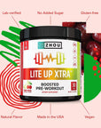 Zhou Nutrition Lite Up Xtra, Vegan Pre Workout Powder with Caffeine, Clean Energy Sourced from Green Tea, Nitric Oxide Booster, Gluten and Sugar Free, Non GMO, Cherry Limeade, 7.5 Oz