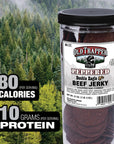 Old Trapper Double Eagle Beef Jerky Peppered Flavor 21oz 80Piece Jar Natural Wood Smoked Meat Snacks 10 Grams of Protein and 80 Calories per Serving Pack of One