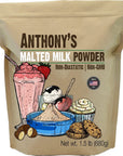 Anthonys Malted Milk Powder 15lb For Ice Cream Milk Shakes and Baking Non GMO Made in USA