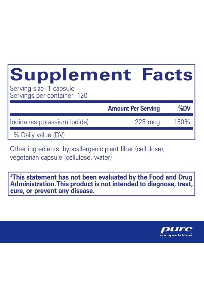 Pure Encapsulations Iodine - Supplement to Support The Thyroid &amp; Help Maintain Healthy Cellular Metabolism - with Premium Potassium Iodide - 120 Capsules