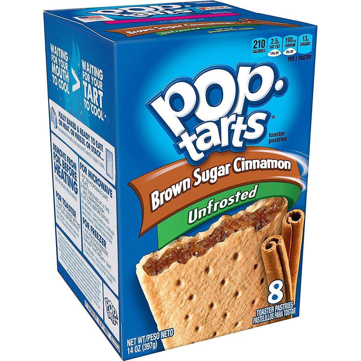 Pop Tarts Toaster Pastries Unfrosted Brown Sugar Cinnamon 8 ea Pack of 2