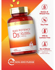 Carlyle Vitamin D 10000 IU 400 Softgels | Value Size | Max Potency | Non-GMO, Gluten Free Supplement