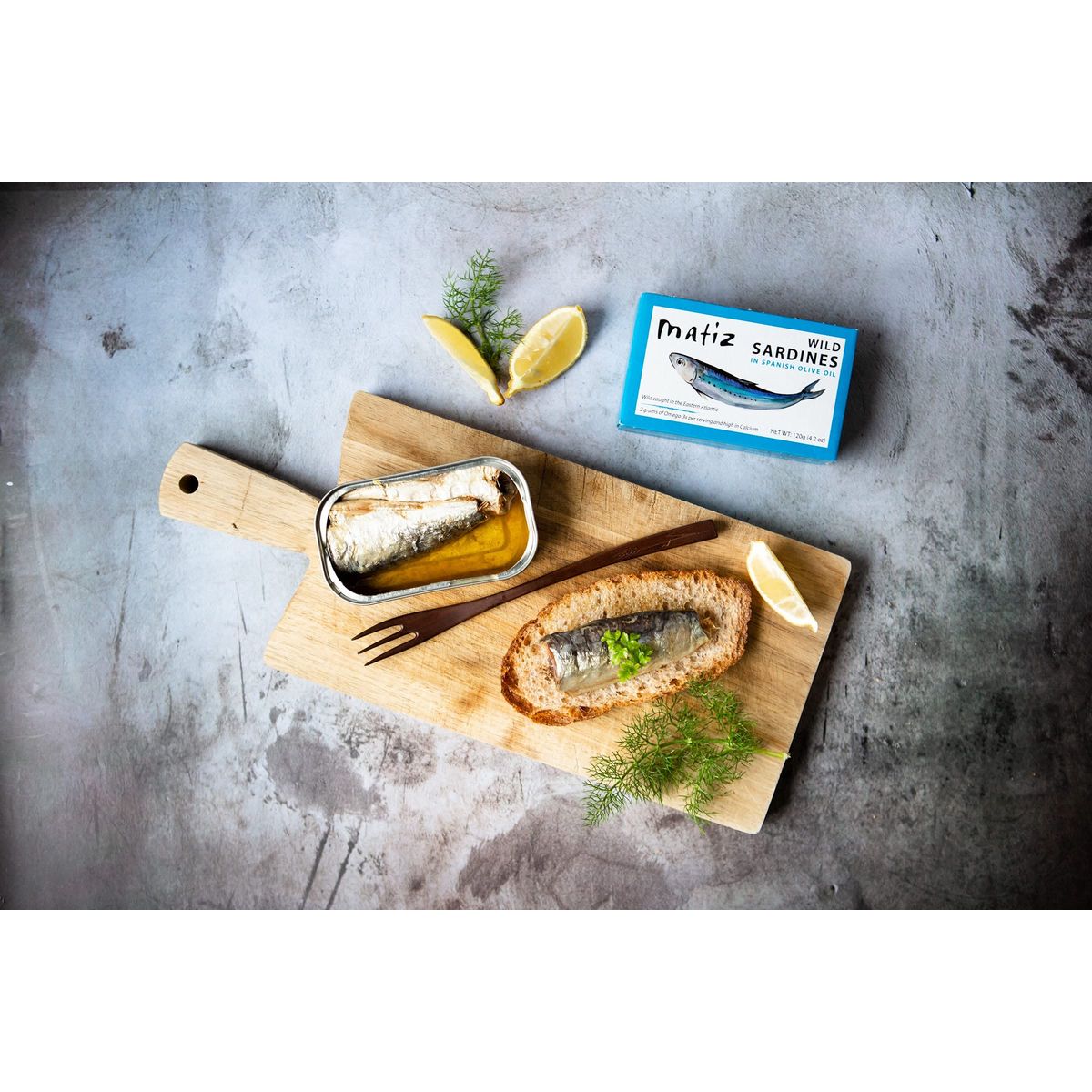 Matiz Sardines in Olive Oil 42 Ounce Can Pack of 5 Spanish Gourmet Wild Caught Natural Fish for Tapas Snacks or Meals Protein Rich Sealed Freshness