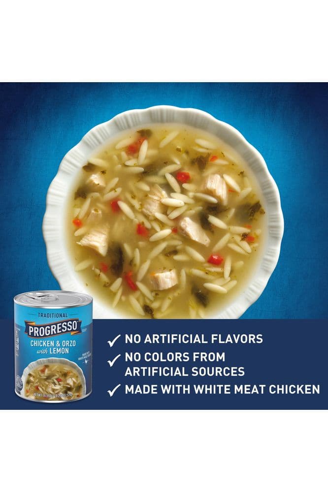 Progresso Traditional, Chicken &amp; Orzo with Lemon Canned Soup, 18.5 oz.