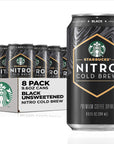 Starbucks Nitro Cold Brew Coffee Black Unsweetened 96 fl oz Cans 8 Pack Iced Coffee Cold Brew Coffee Coffee Drink