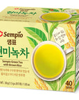 Sempio Green Tea with Brown Rice 40 Tea Bags  Refreshing Nutty Drink Serve Hot or Cold SugarFree