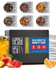 Tiesta Tea  6 Pack Cold Brew Tea Variety  Premium Loose Leaf Iced Tea Blends  Medium to Non Caffeinated Iced Tea  Sample Set with 6 Cold Brew Tea Bags  Each Bag Brews One 64oz Pitcher