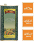 Pompeian Extra Virgin Olive Oil, Cold Extracted, Smooth & Delicate Flavor, Perfect for Sautéing, Salads & Drizzling, 33.8 FL. OZ. Tin