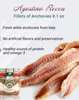 Agostino Recca Anchovies Fillets in Olive Oil  Wild Caught Fish from Italy  Anchovy Fillets for Pizza Pasta Salads 81 oz