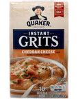 Cheddar Cheese Instant Quaker Grits 398 Oz 280g Boxes with 10 Packs Each Box 30 Total Packs Bundled with a JFS Recipe Card