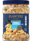 PLANTERS Deluxe Salted Whole Cashews, Party Snacks, Plant-Based Protein 33oz (1 Container)