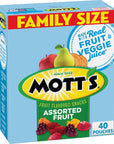 Mott's Fruit Flavored Snacks, Assorted Fruit, Pouches, 0.8 oz, 40 ct