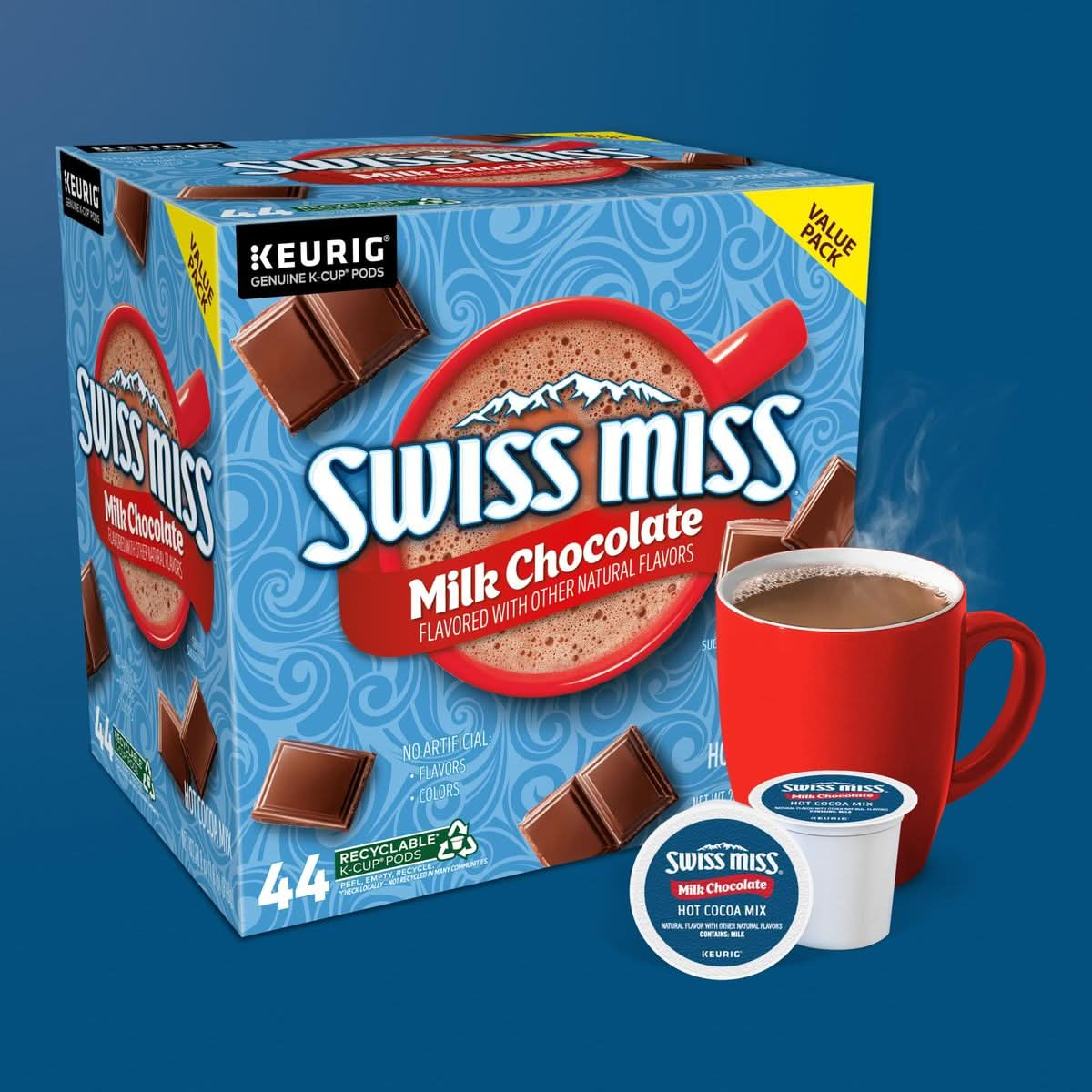 Swiss Miss Milk Chocolate Hot Cocoa Keurig SingleServe KCup Pods 44 Count