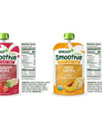 Sprout Organic Baby Food, Stage 4 Toddler Smoothie Pouches, Strawberry Banana & Peach Banana with Yogurt Variety Pack, 4 Oz Purees (Pack of 12)