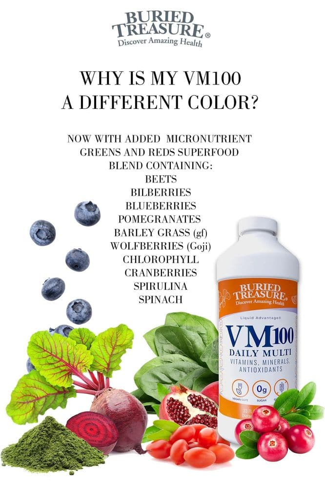 Buried Treasure VM100 Complete Daily Liquid Vitamins and Minerals plus Antioxidants Supplement for Maximum Absorption Great Tasting Orange Zest Flavor 32 Servings 32 Ounce