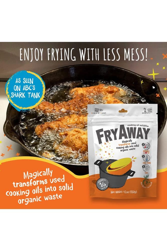 FryAway Deep Fry Cooking Oil Solidifier, Solidifies up to 16 Cups - Plant-Based Fry Away Powder, Hardener that Turns Used Oil to Hard Oil and Organic Waste - Easy to Use, Made in the USA