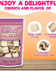 Freeze Dried Cheesecake New York Style Caramel Chocolate Chip and Strawberry Swirl Crunchy Treat Resealable Bag 41 oz Cheese Cake