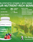 Dr. Berg's Vitamin C Complex Whole Food (60 Chewable) 100% Natural Vitamin C from Just 4 Berries, Non-GMO