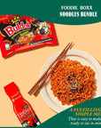 FOODIE BOXX Asian Instant Variety Ramen Noodles with Samyang Hot Sauce 15 Pack Original