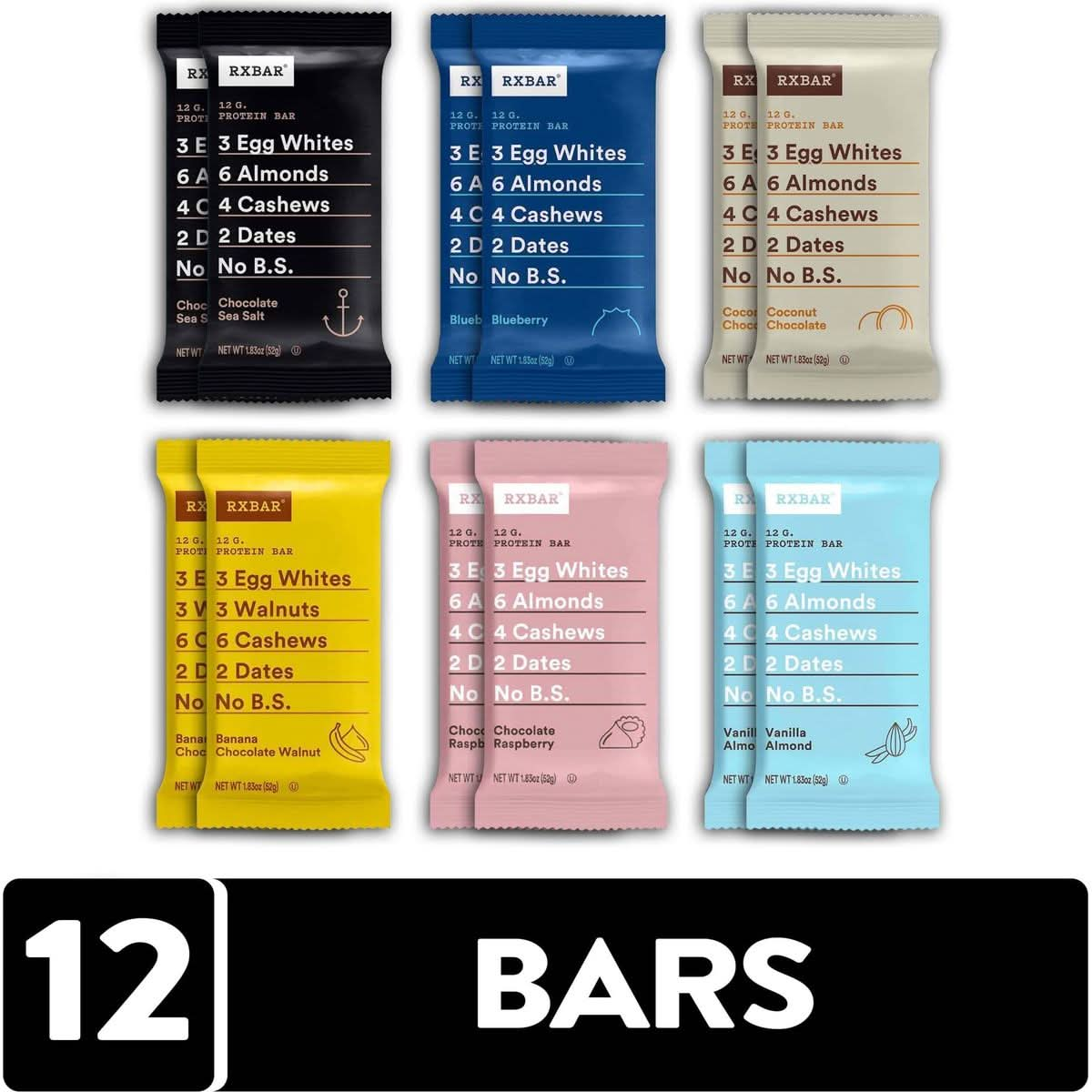 RXBAR Protein Bar Variety Pack 6 Flavors 183 Ounce  12 Count Pack of 1