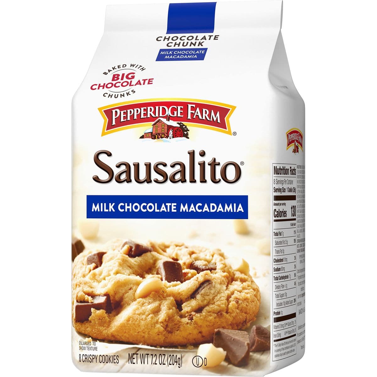 Pepperidge Farm Sausalito Crispy Milk Chocolate Macadamia Nut Cookies 72 OZ Bag 8 Cookies