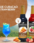 Syruvia Blue Curacao  Strawberry Summer magic Variety Pack  254oz Ideal for Cocktails Desserts Italian Soda Ice and More Kosher and GlutenFree